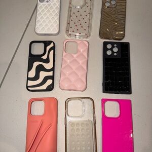 Apple 14pro Phone Cases - 9 total -Pink, Black, White, Rhode lip balm case